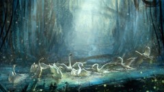 Swans drawings water body fantasy art