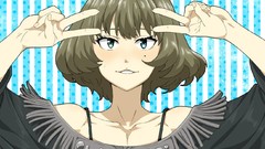 Sweat smiling anime girls blue eyes brunettes