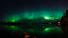 Sweden rocks lakes night sky aurora borealis