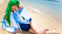 Swim models kochiya sanae touhou cosplay detached sleeves 
