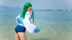 Swim models kochiya sanae touhou cosplay detached sleeves 