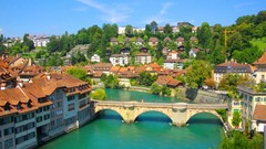 Switzerland Bridges rivers bern cityscapes