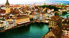 Switzerland Europe rivers cityscapes zurich