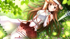 sword art online Anime anime girls lying down grass field