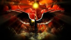 Sword wings red clouds