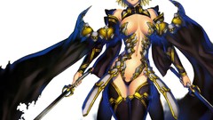 Swords anime girls blue eyes ecchi cleavage