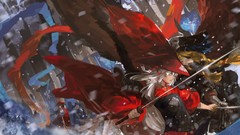 Swords anime girls halberd pixiv fantasia polearm dual wield