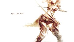 Swords blondes anime girls headbands Simple Background bikini 