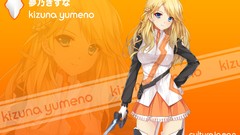 Swords blondes skirts anime girls blue eyes school uniforms 