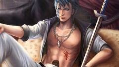 Swords chains blue hair bleach wounds Espada grimmjow 