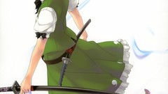 Swords konpaku youmu gray hair touhou green dress