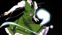 Swords konpaku youmu gray hair touhou green dress