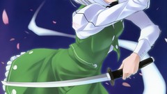 Swords konpaku youmu gray hair touhou green dress