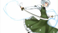 Swords konpaku youmu gray hair touhou green dress