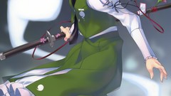 Swords konpaku youmu gray hair touhou green dress