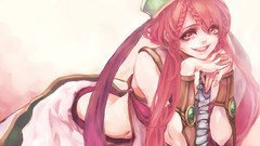 Swords pink hair smiling pink eyes