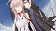 Swords skirts anime girls bare shoulders kirigaya kazuto sword 