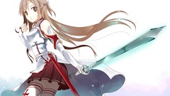 Swords skirts brown eyes brunettes sword art online yuuki asuna 