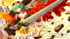 Swords sunglasses vocaloid capes Megpoid Gumi