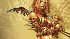 Swords video games fantasy art female warriors