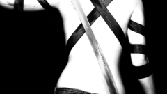 Swords woman black white