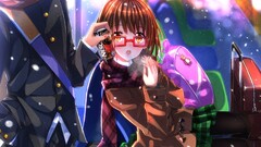 Swordsouls Anime anime girls meganekko glasses brunette scarf