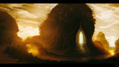 Symbols Bridges sunlight doors ancient tombs artwork fantasy 
