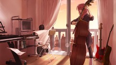 Synthesizer guitars anime girls vocaloid megurine luka double 
