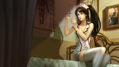 Syringe League of Legends artwork Akali Shen nurse akali