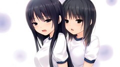 T-shirts blush long hair anime girls brown eyes short hair 