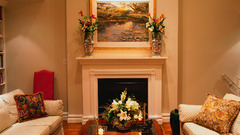 Table chair vases pillows