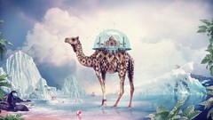 Taj Mahal Camels surreal digital art