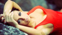 Tank tops blue eyes models cleavage nipples through clothing 