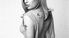 Tattoos Angelina Jolie grayscale