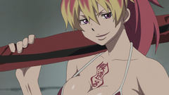 Tattoos bikini redheads cleavage