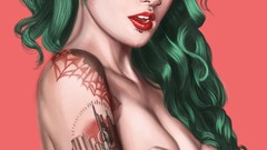 Tattoos blue hair piercings Victoria Van Violence