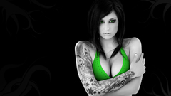 Tattoos Green bikini cleavage