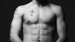 Tattoos Men topless grayscale