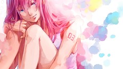Tattoos pink hair blue eyes vocaloid megurine luka