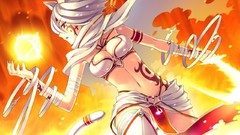 Tattoos tails fire cleavage