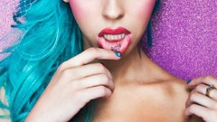 Tattoos woman blue hair
