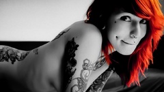 Tattoos woman redheads nude