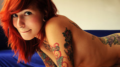 Tattoos woman redheads piercing