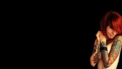 Tattoos woman redheads topless