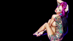 Tattoos Women barefoot purple