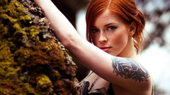 Tattoos Women redheads Pierced