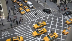 Taxi vehicles cityscapes new york city pedestrian crossings 