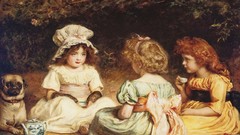 Tea children paintings artwork afternoon