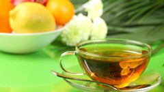 Tea food lemons fruits cups