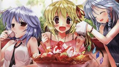 Tea ice coffee wings Anime red eyes blondes blue hair anime 